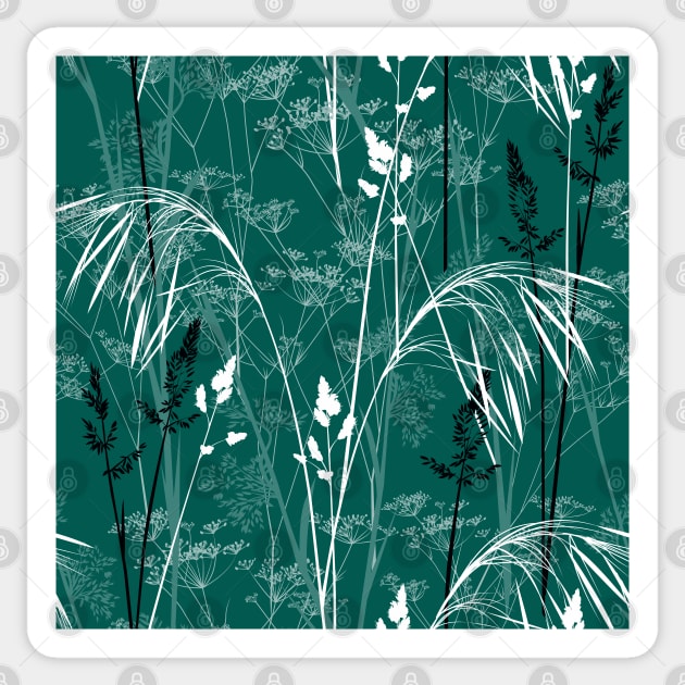 Wild grasses - dark green Sticker by kobyakov